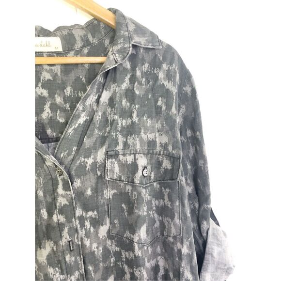 Bella Dahl Button-Down Grey Camo Dress Mini Size M - Picture 6 of 11